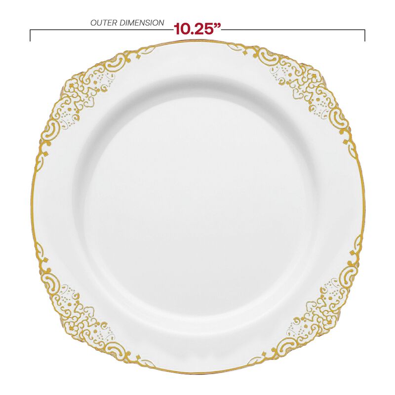 White with Gold Fancy Round Plastic Dinnerware Value Set (60 Sets) image number 2