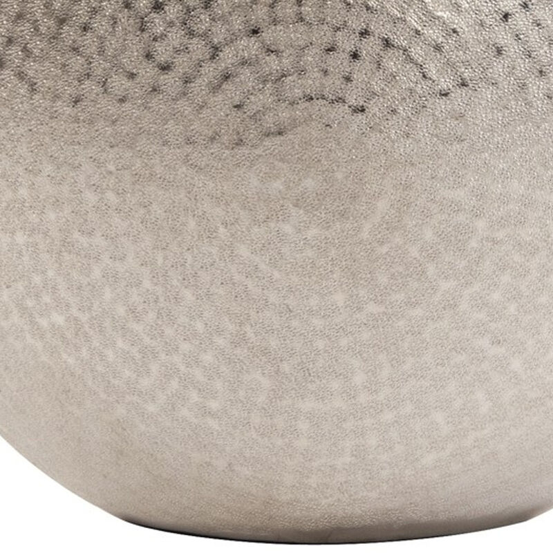 HomeRoots 14" Silver Hammered Round Aluminum Table Vase image number 3