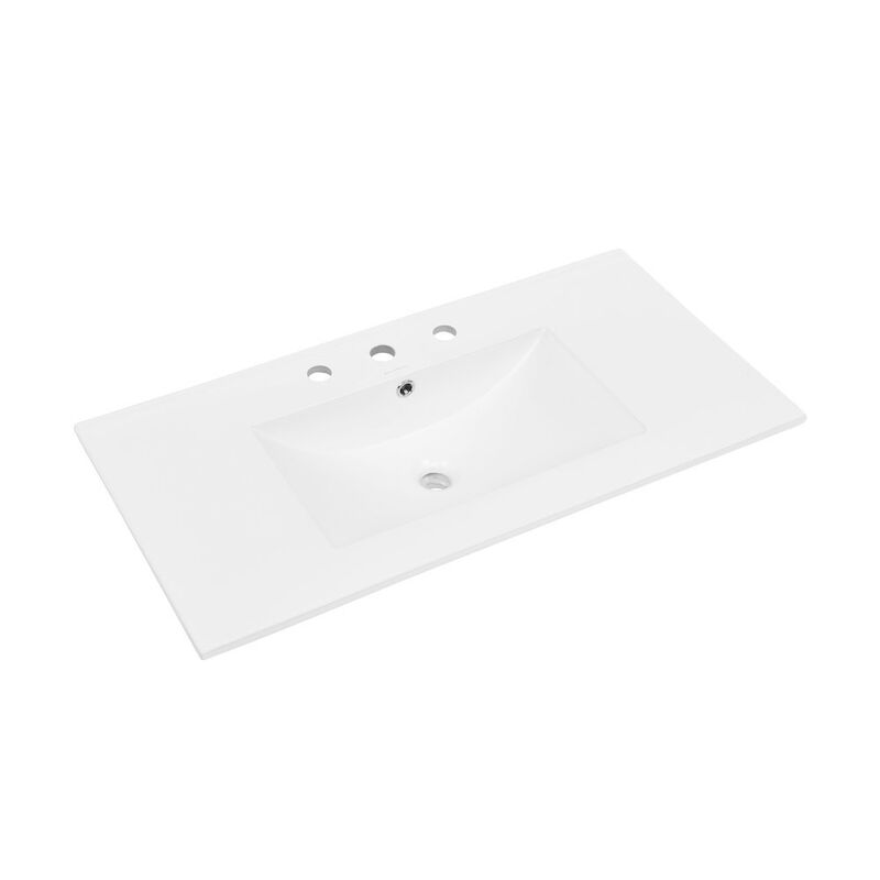 36" Ceramic Vanity Top with Three Faucet Holes image number 6