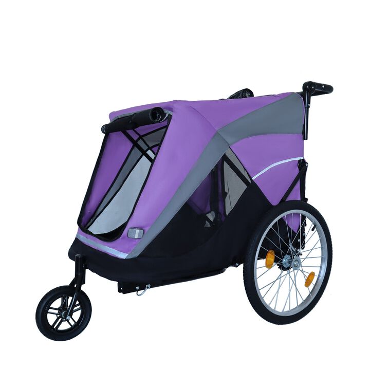 100LB Capacity 2-in-1 Pet Bike Trailer & Push Cart with Storage Pockets & Quick-Release Wheels