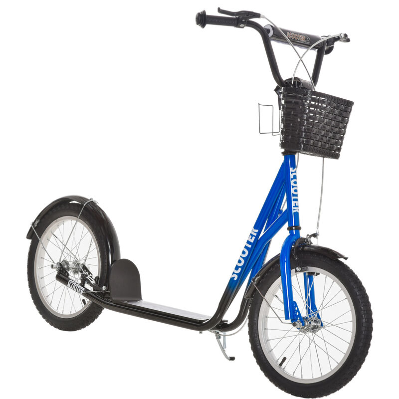 BreeBe Youth Scooter, Kick Scooter with Adjustable Handlebars, Double Brakes, 16" Inflatable Rubber Tires, Basket, Cupholder image number 0