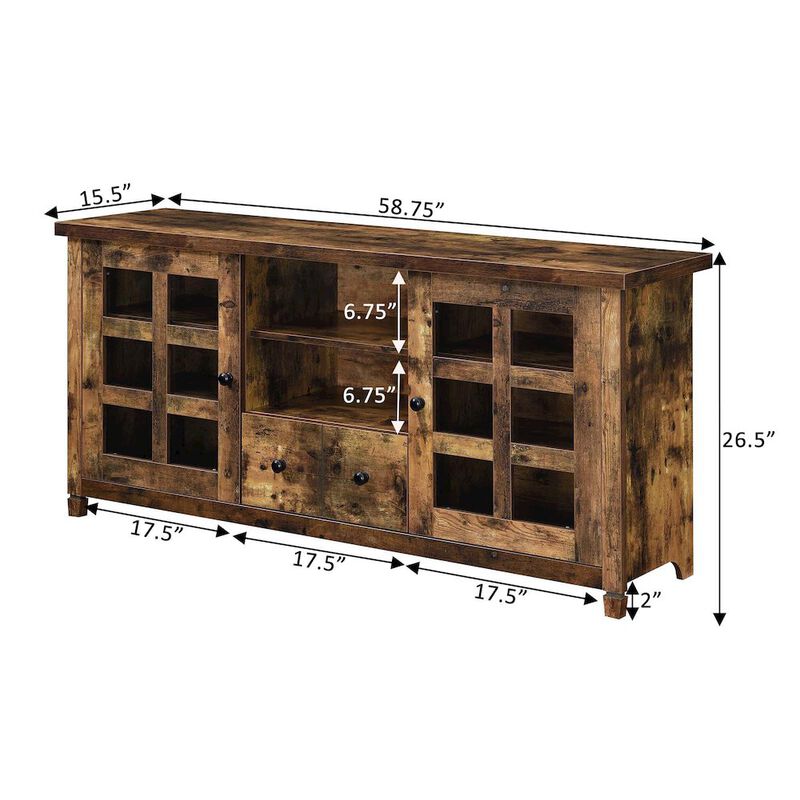 Convenience Concepts 1 Drawer TV Stand with Storage Cabinets and Shelves for TVs up to 65 Inches