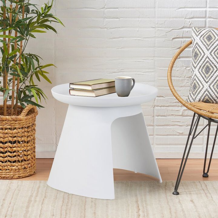 Glamour Home Balius White Plastic Round End Table