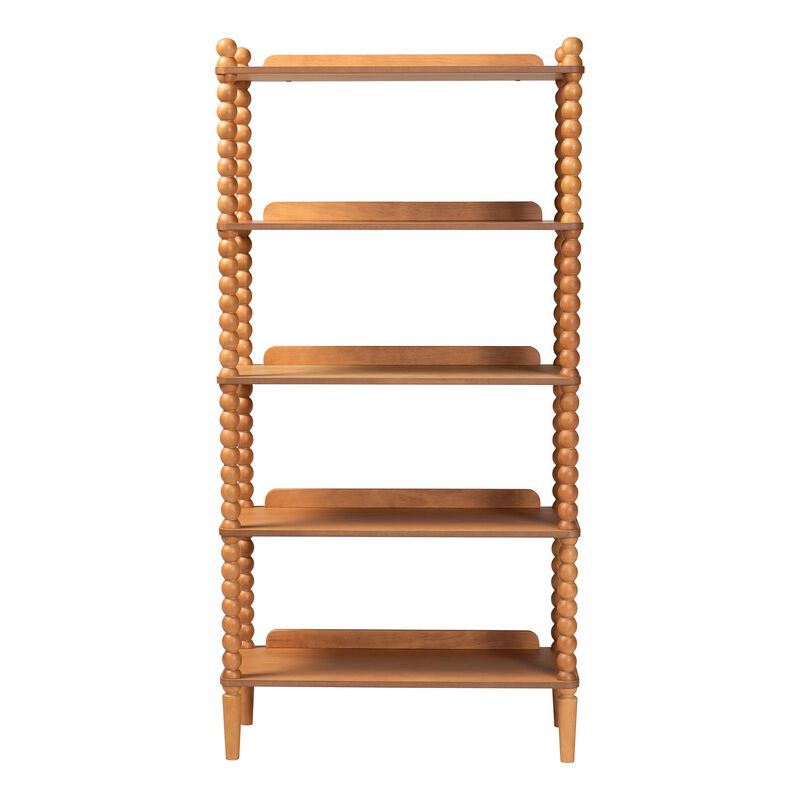 Baxton Studio Lucera Bobbin Display Shelf - 5-Tier Open Frame Vertical Bookcase with Spindle Posts for Living Room or Office image number 1