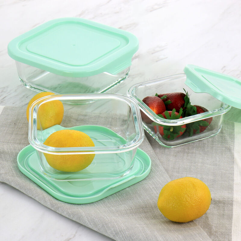Martha Stewart 6 Piece Glass Storage Containers with Lids in Mint image number 1