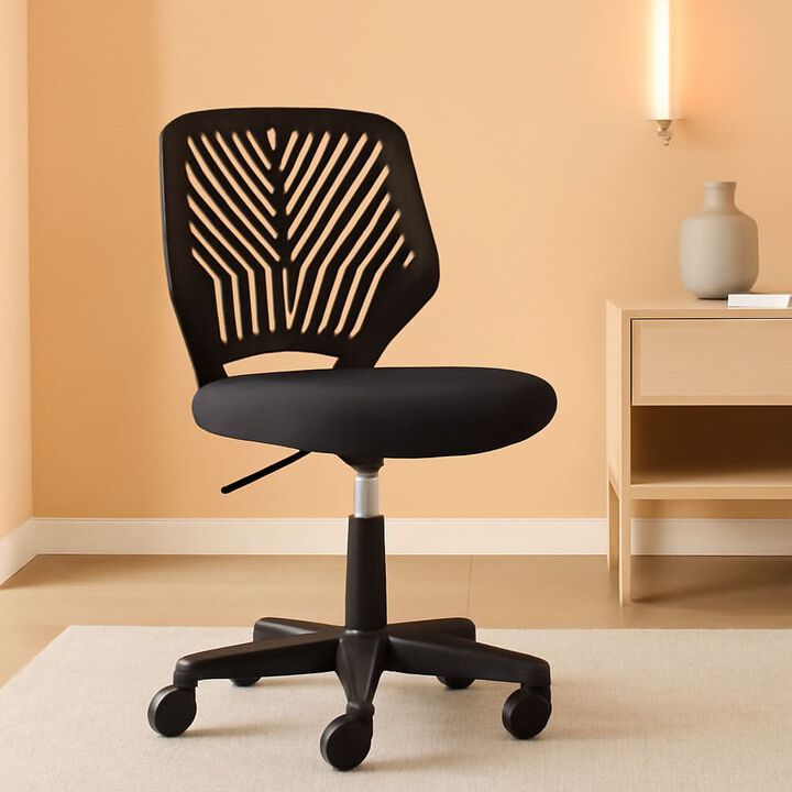 ShipItFurniture Low Back Armless Desk Chair with Lumbar Support, Black