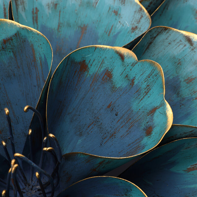 24" Rosette Metal Floral Wall Art Decor, Teal Blue image number 7