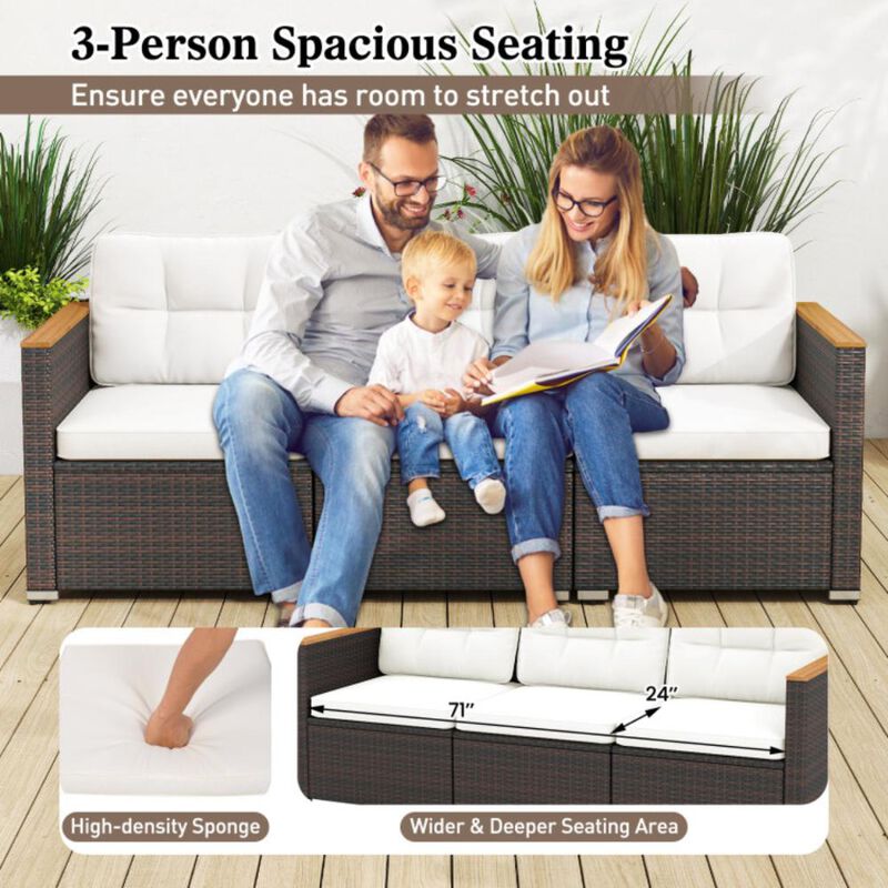 Hivvago 3-Seat Patio Couch Sofa with Deep Seating and Cushion