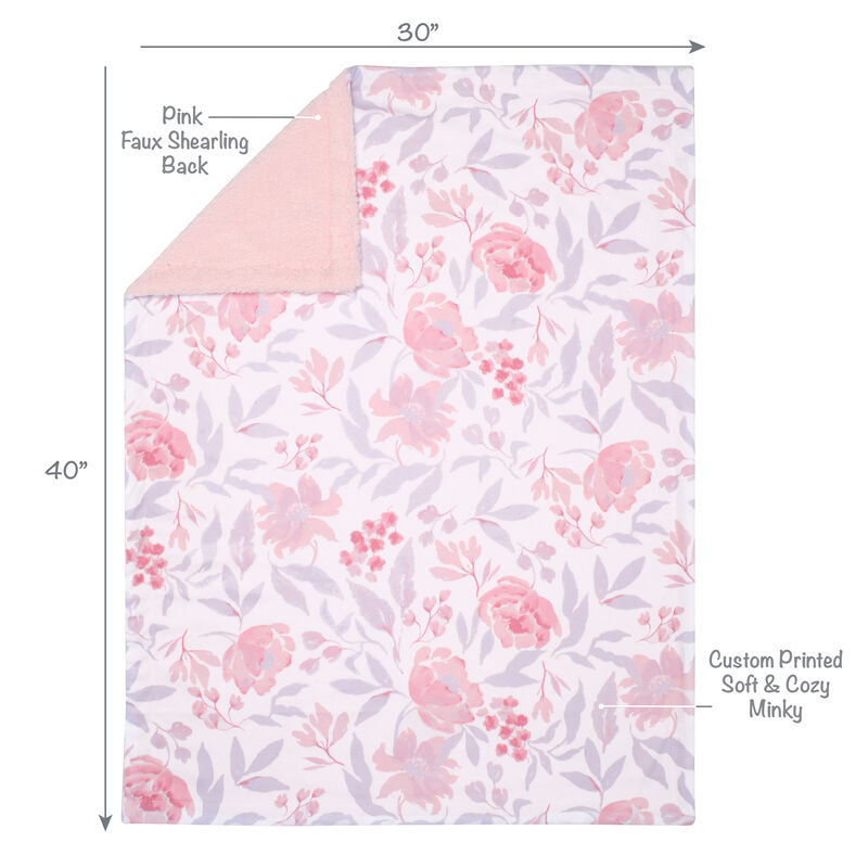 Bedtime Originals Lavender Floral Pink/Purple Soft Fleece Baby Blanket
