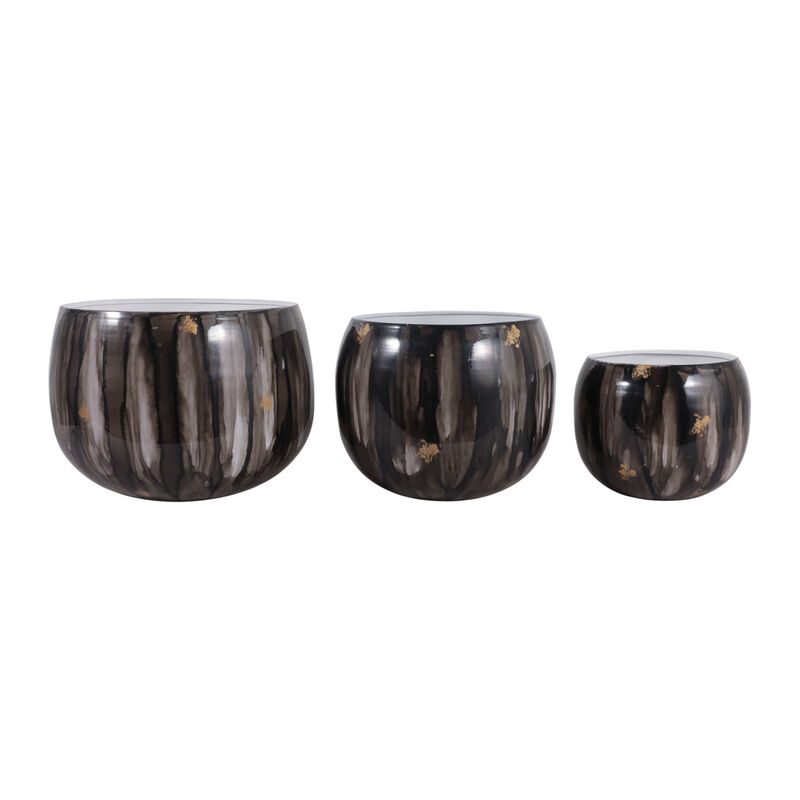 S/3 Marbled Metal Planters image number 4