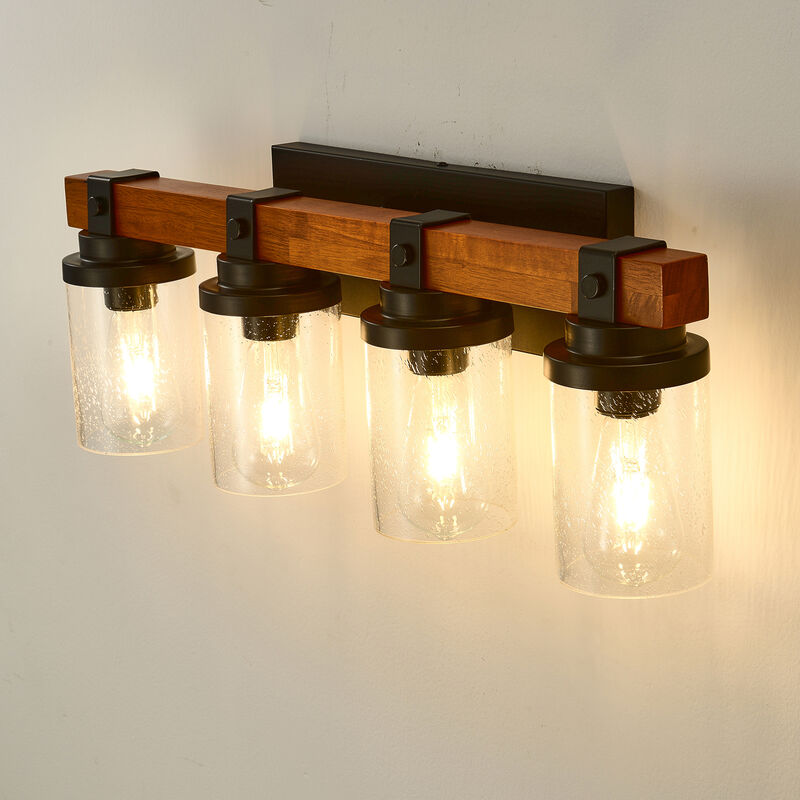 ELEMENT ACE 4-Light Wall Mount Lamp Fixture with Clear Glass Shade Decorative Indoor Lighting for Bathroom Vanity Dining Room Hallway Bedroom Entryway image number 3