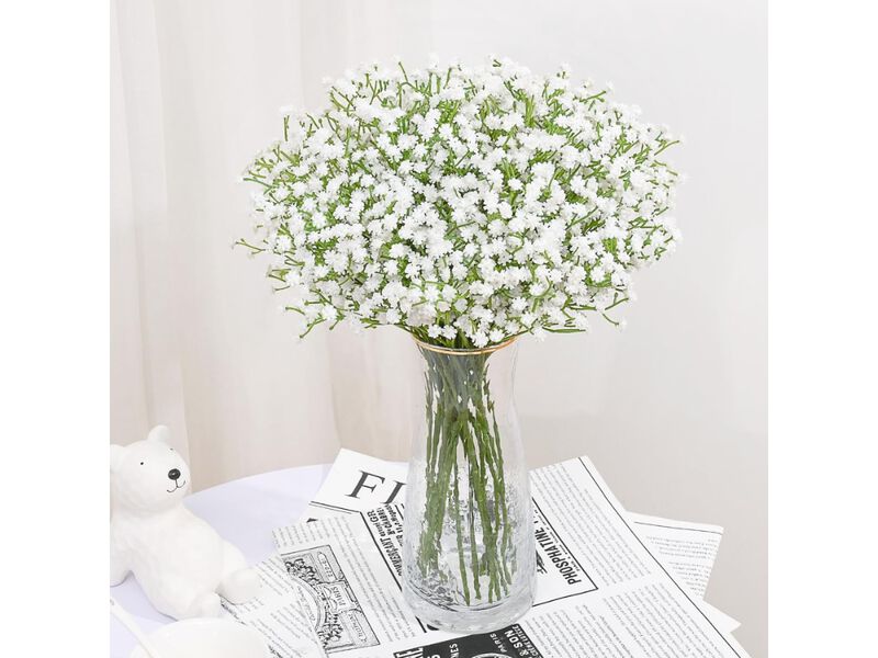 80 Piece White Artificial Baby Breath Flowers Touch Wedding Centerpiece Decor image number 1