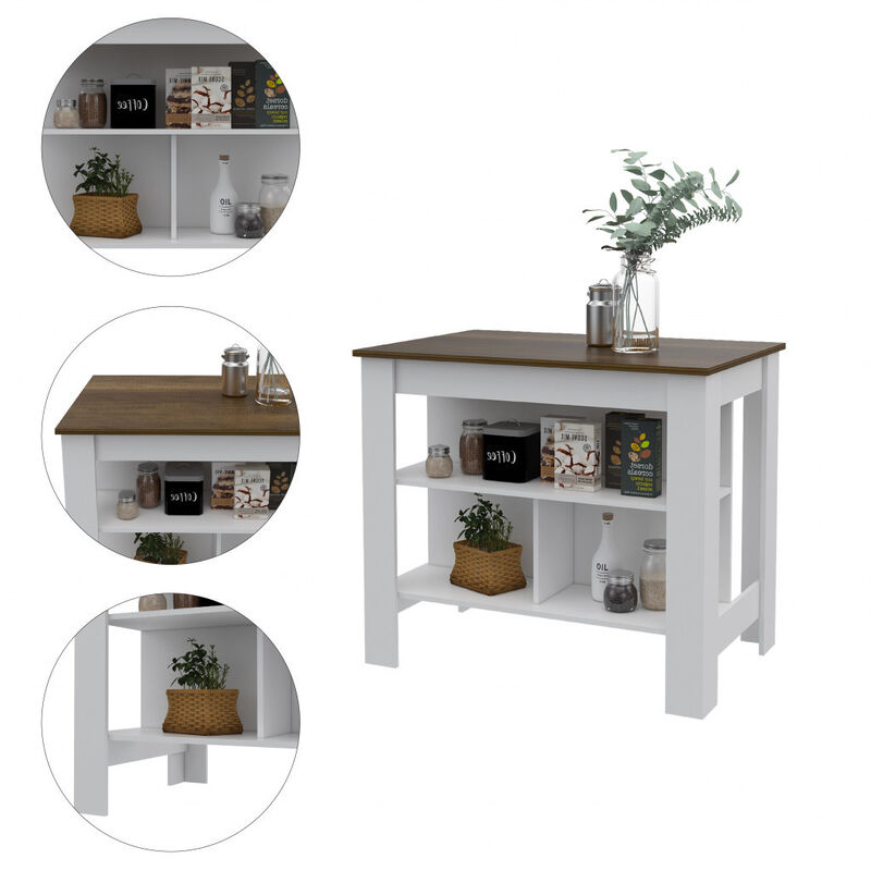 Functional Modern Kitchen Island with Cabinets and Shelves