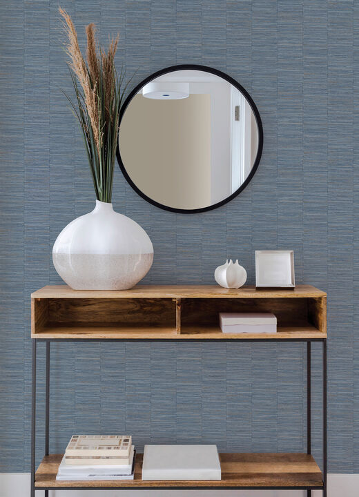 Jenga Blue Striped Column Wallpaper