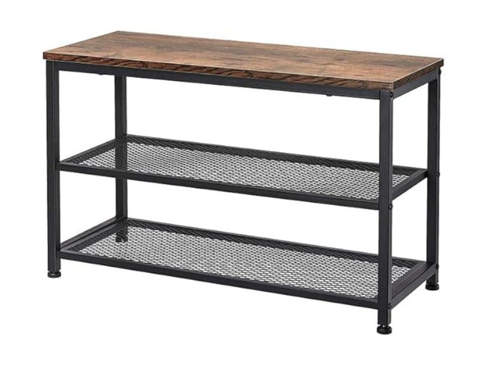 Entryway Wood Shoe Storage Bench 3 Tier Engineered Rack Placement