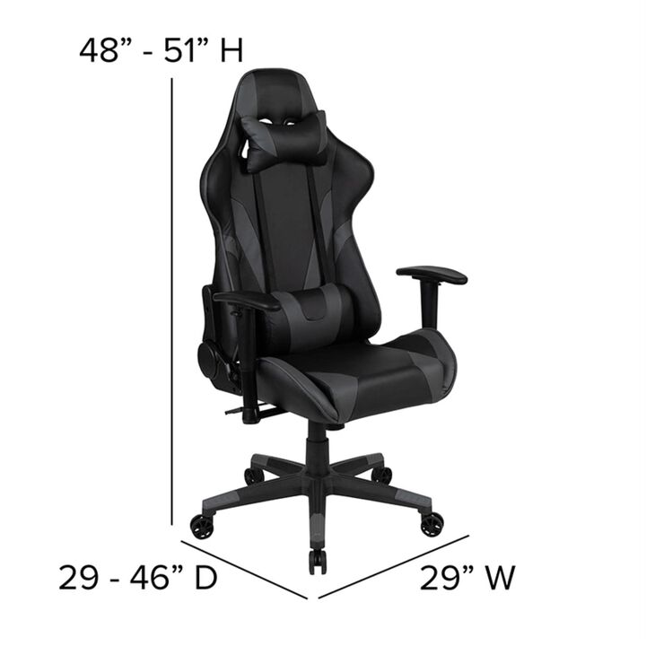 Flash Furniture Optis Black Gaming Desk and Gray Reclining Gaming Chair Set with Cup Holder, Headphone Hook, and Monitor/Smartphone Stand