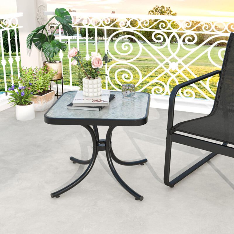 Hivvago Tempered Glass Top Patio Table with Heavy-duty Metal Frame for Garden Poolside