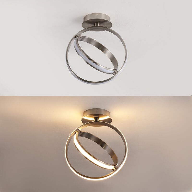 Nicole 2-Light Modern Minimalist Aluminum Ring Integrated LED Semi Flush Mount