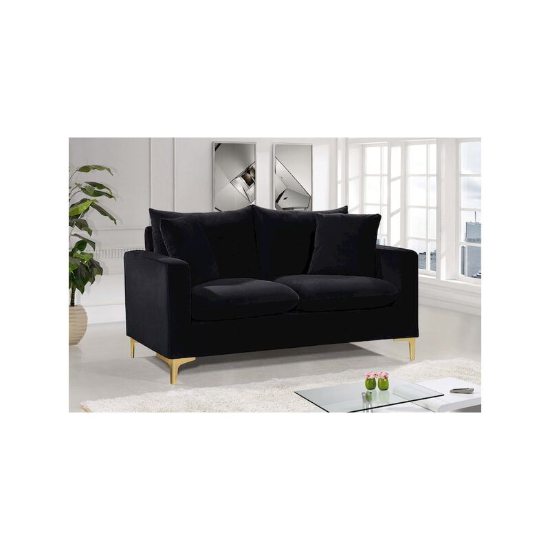 Meridian Furniture Naomi Black Velvet Loveseat