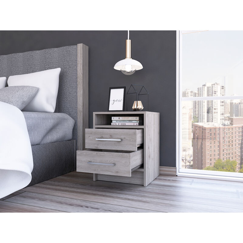 Streamdale Rowley 2-Drawer 1-Shelf Rectangle Nightstand Light