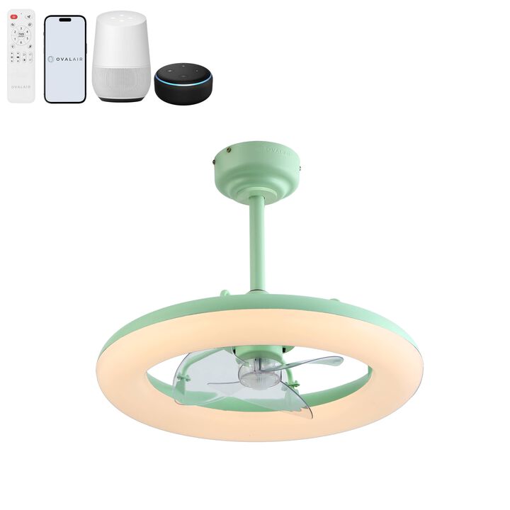 Piero 21.5" Contemporary Minimalist 3-Speed Metal Mobile-App/Remote-Controlled Dimmable Smart Integrated LED Ceiling Fan