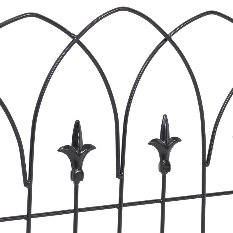 Sunnydaze 5-Piece Bayonne Steel Finial Garden Border Fencing - 8 ft - Black image number 3