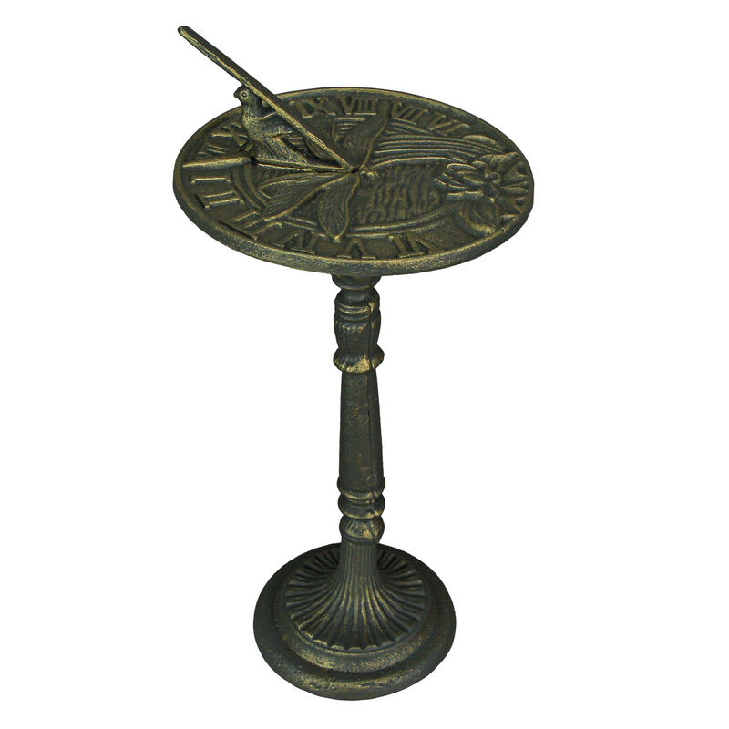 21 Inch Cast Iron Verdigris Dragonfly Sundial Outdoor Home Garden Decor Yard Art image number 0