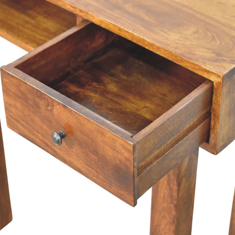 Artisan Furniture Solid Wood Tula 1 Drawer Chestnut Writing Desk , Brown image number 6
