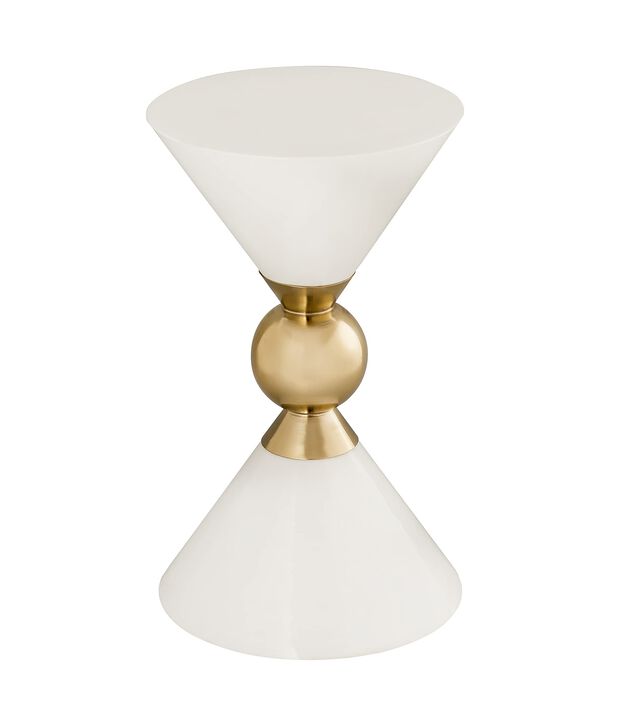 Tov Furniture Balhi Tapered Hourglass Metal Side Table (White)