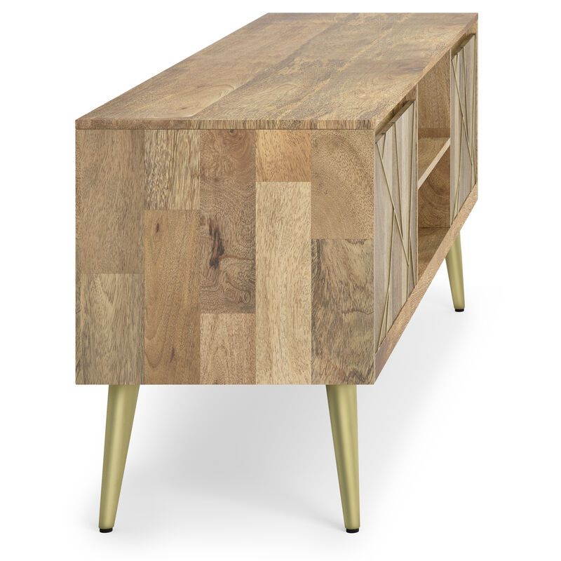 Jager SOLID MANGO WOOD 60 inch Wide Contemporary TV Media Stand in Natural For TVs up to 65 inches