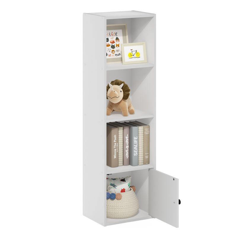 Furinno Luder Shelf Bookcase with 1 Door Storage Cabinet, White
