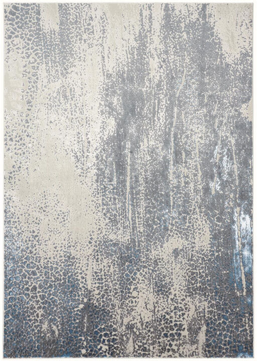 2 X 3 gray Blue And Ivory Abstract Stain Resistant Area Rug