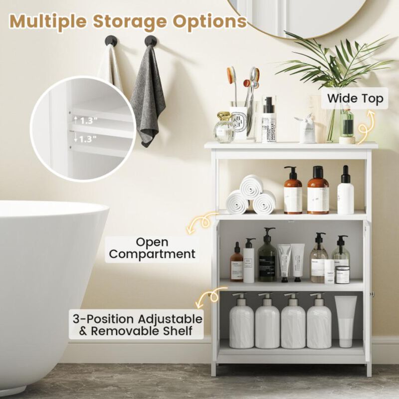 Hivvago Bathroom Floor Cabinet Freestanding Storage Organizer with Open Compartment