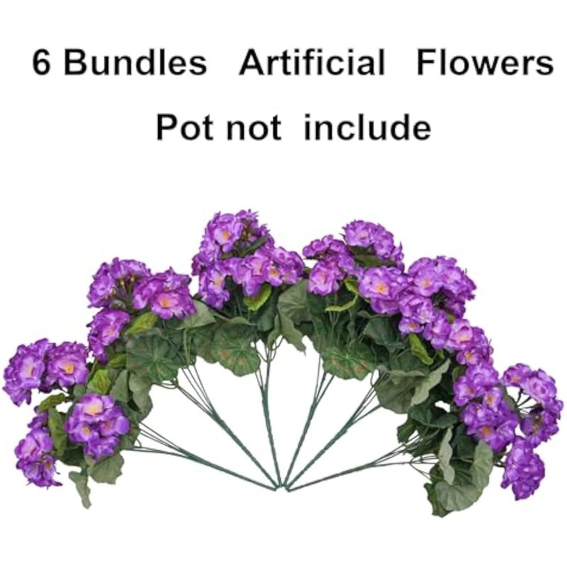 6 Bundle Purple Artificial Outdoor Plants UV Resistant Garden Porch Decor image number 3