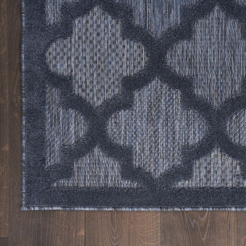 HomeRoots 6' Navy Blue And Ivory Geometric Indoor Outdoor Area Rug image number 5