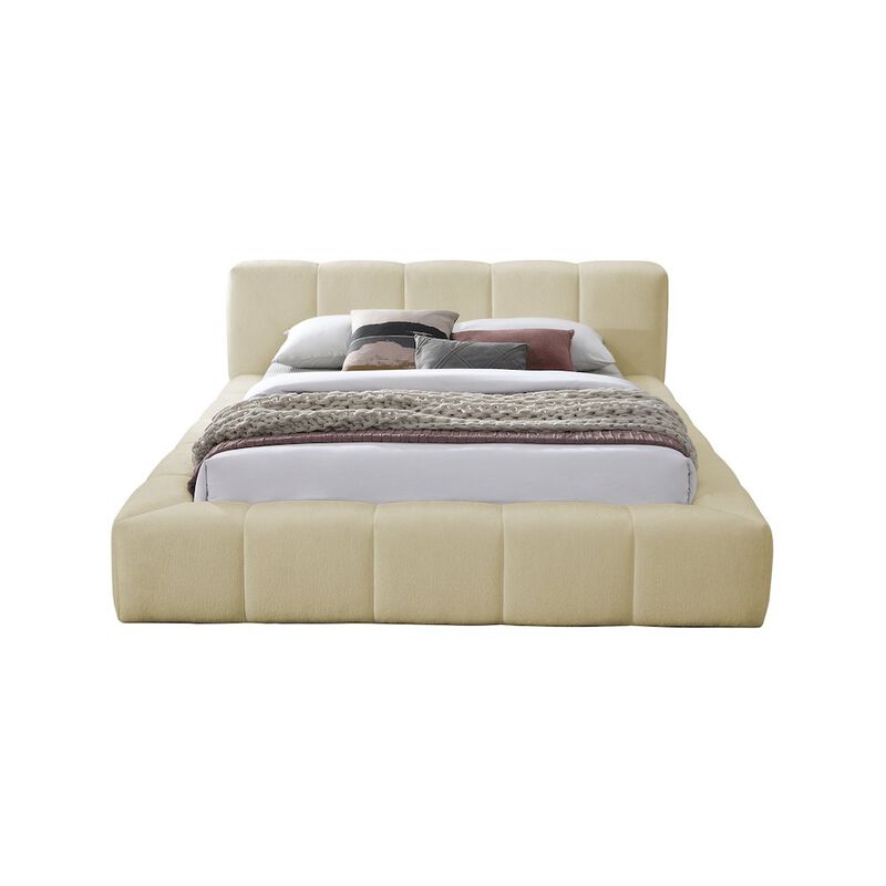 Meridian Furniture Carlin Beige Chenille Fabric Full Bed