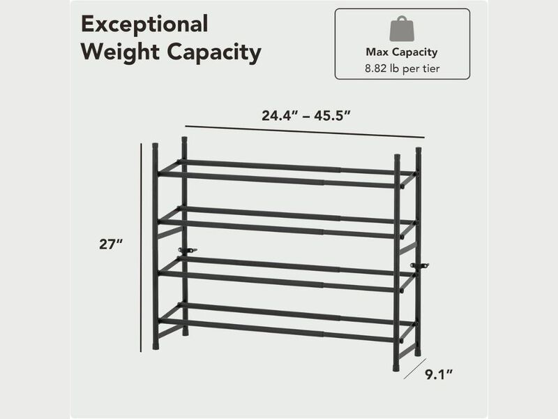 Entryway Metal Shoe Organizer 4 Tier Adjustable Shelves Closet Storage image number 2
