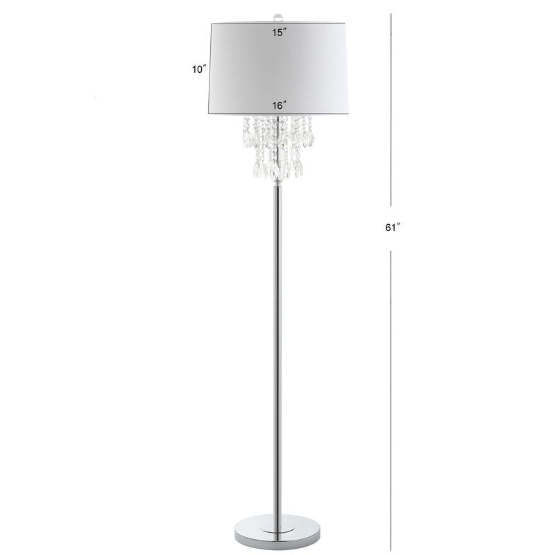 Abigail 61" Crystal / Metal LED Floor Lamp, Clear/Chrome