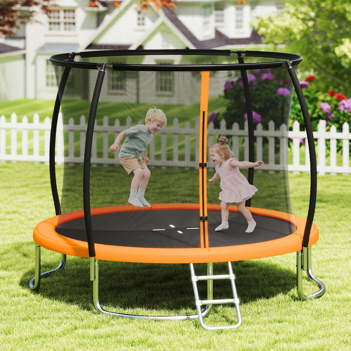 Outdoor Recreational Trampoline with Protective Safety Enclosure Net