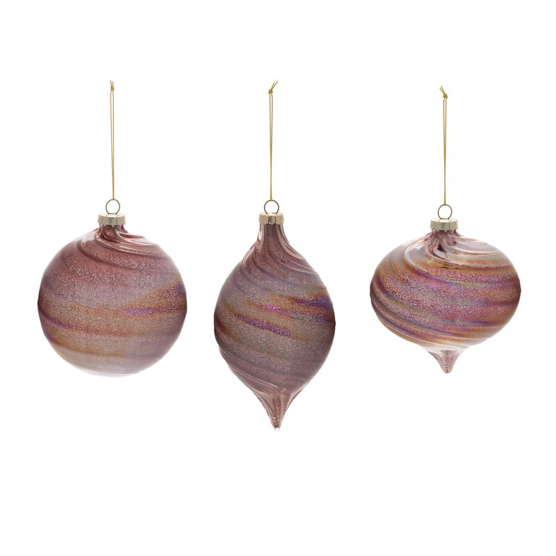6-Pack Iridescent Swirl Glass Ornaments – Shimmering Holiday Tree Decorations in Elegant Globe Design