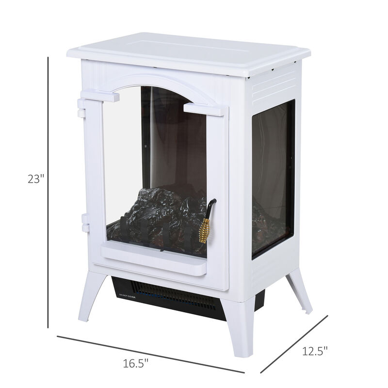 Modern Portable Electric Fireplace Stove Heater w/Adjustable LED Flame, White