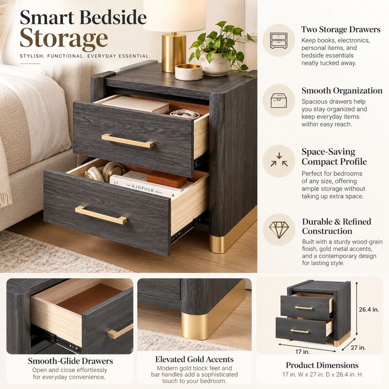 Cavesselle 2-Drawer Nightstand image number 4