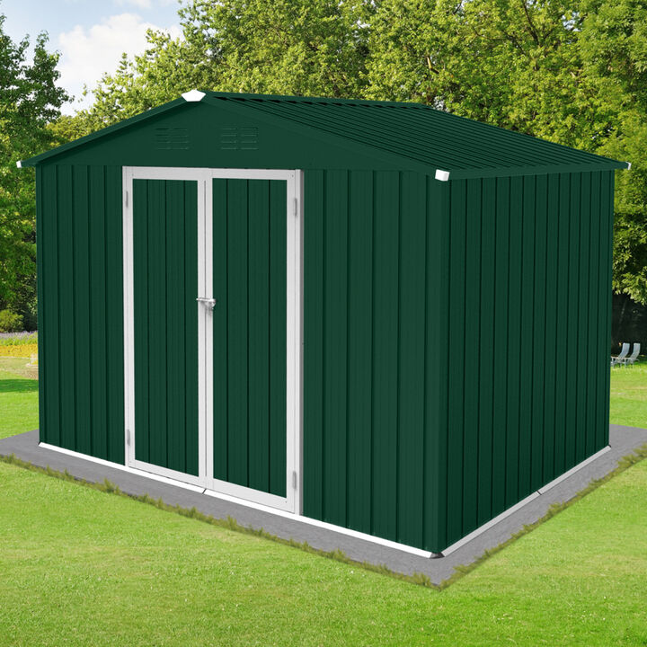 Metal garden sheds 6ftx8ft outdoor storage sheds Green+White