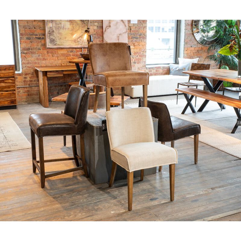 World Interiors Avery Dining Chair in Dark Brown Leather with Matte Brown Legs image number 2