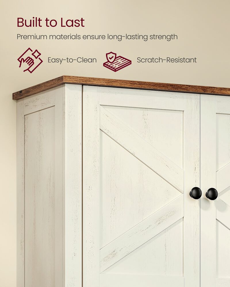 Rustic White Wall Mounted Bathroom Cabinet with 2 Barn Doors image number 3