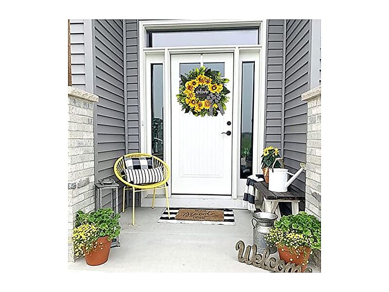 Sunflower Wreath Welcome Spring Summer Front Door Unique Housewarming Gift Day image number 2