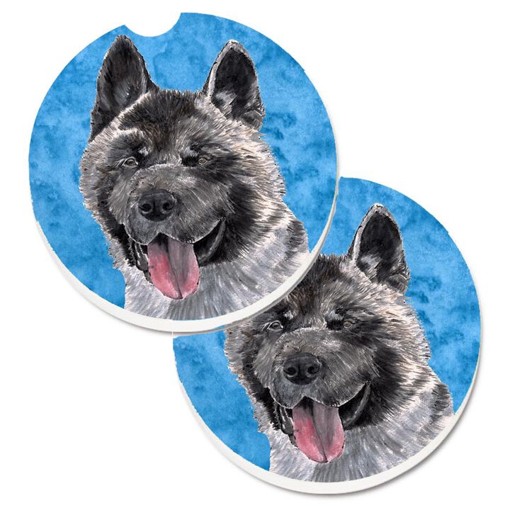 Caroline's Treasures Blue Akita Set of 2 Cup Holder Car Coasters SC9508BUCARC, 2.56, Multicolor