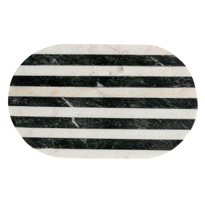 Marble Cheese and Cutting Board with Stripes, Black and White image number 2