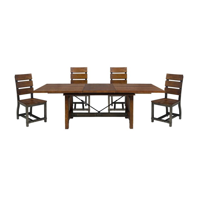 Unique Look Wood Framing Side Chairs 2pc Set Rustic Brown and Gunmetal Finish Industrial Design Casual Dining Furniture