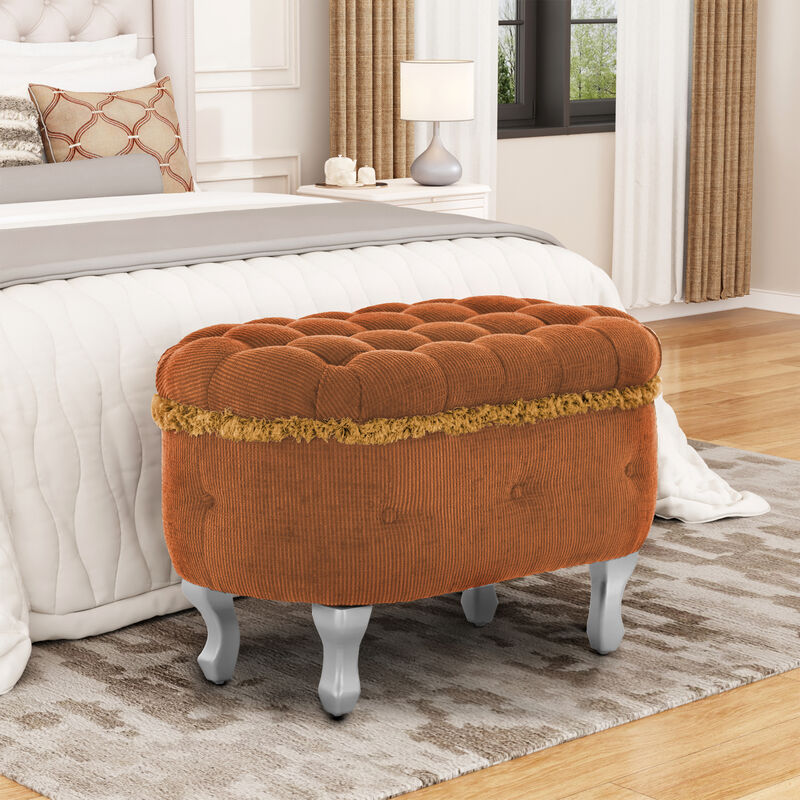Merax Tufted Storage Bench with Tassel Accents